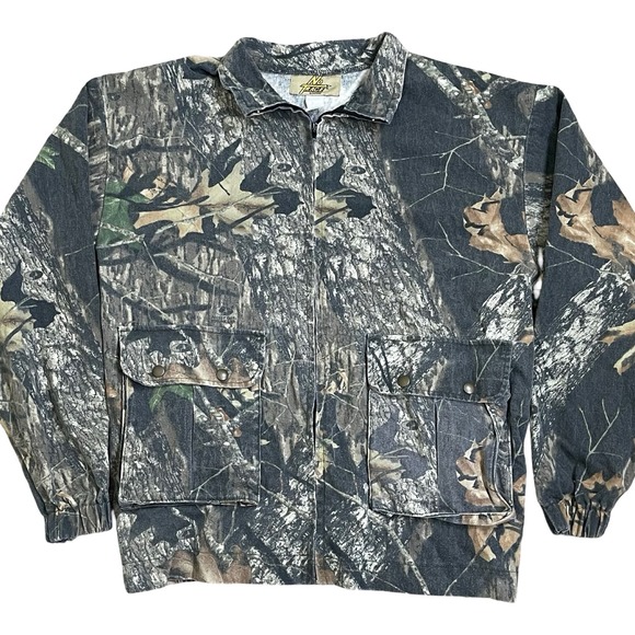 No Trace by Dan River Other - No Trace‎ Mossy Oak Camo Full Zip Jacket Mens L Green Brown Hunting Utility